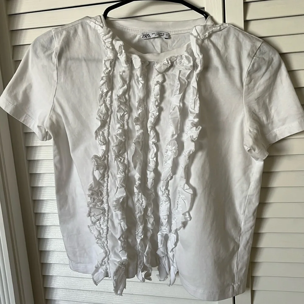 Zara Ruffle Front T Shirt - Picture 5 of 8